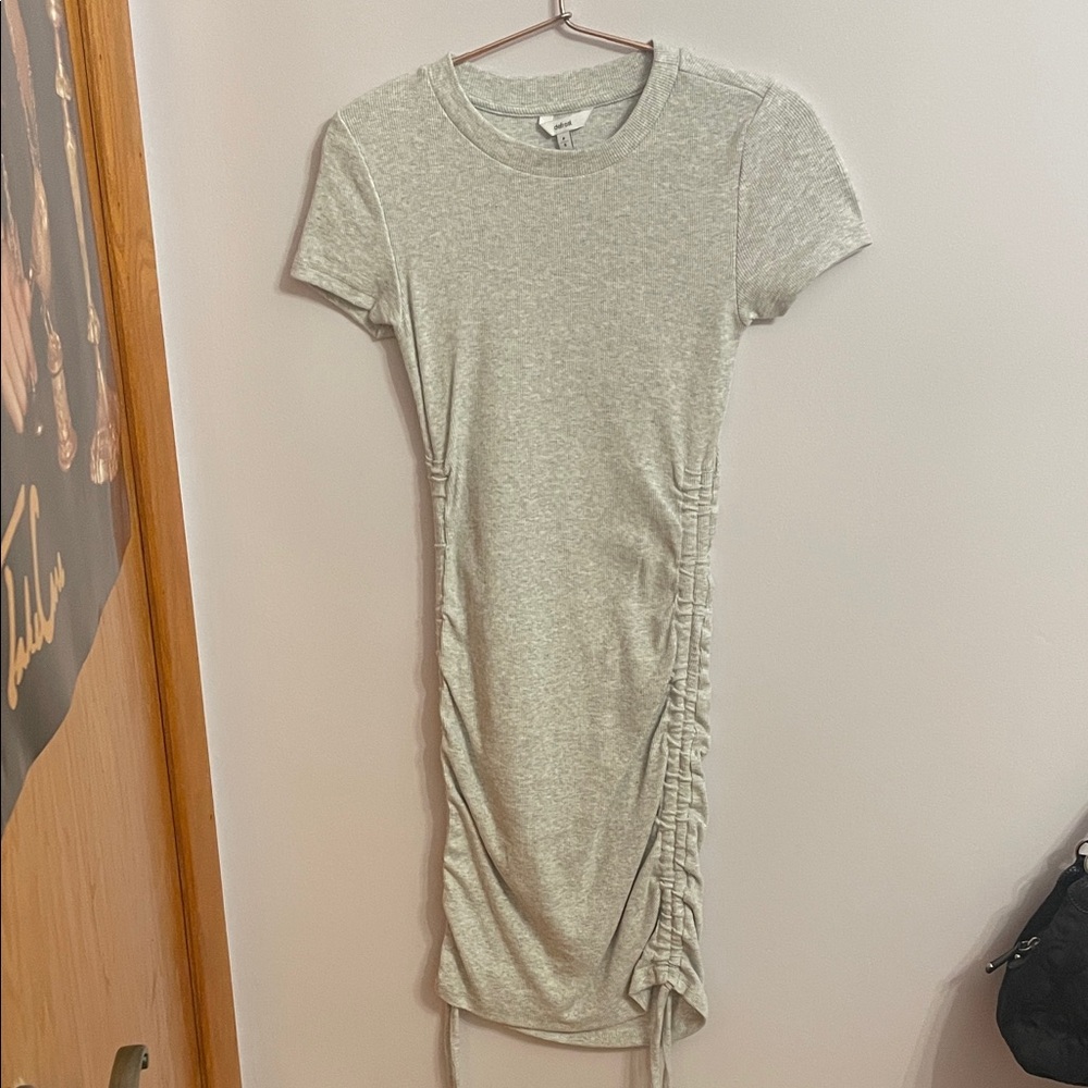 Gray Ruched T-Shirt Dress